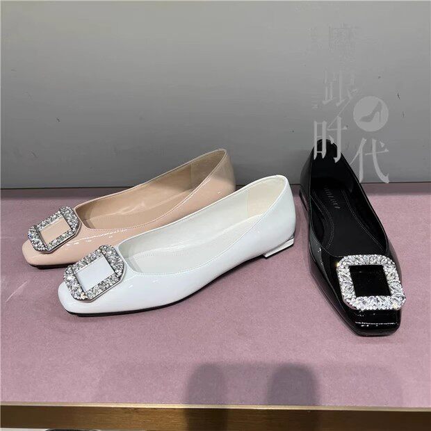 STELLA LUNA 2023春夏浅口低跟平底水钻牛皮乐福女单鞋 SLP122073