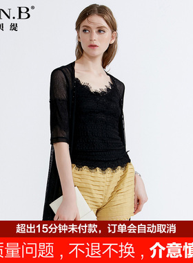 红贝缇夏季新款衬衫五分袖清凉透气中长款轻薄开衫 XJ DMQC