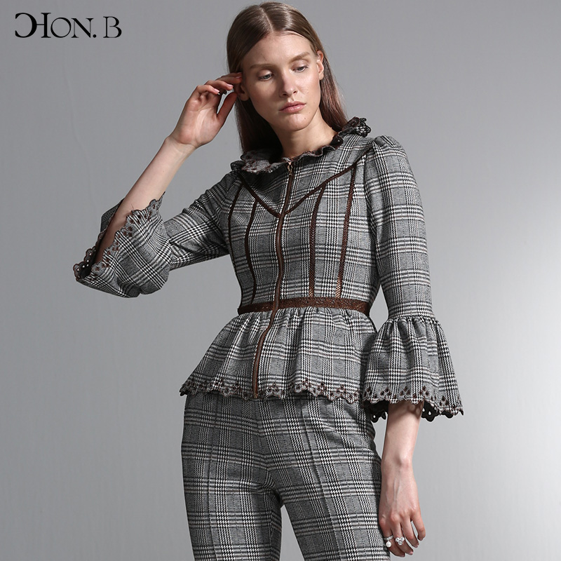 红贝缇秋冬新款花边领显HONB喇叭