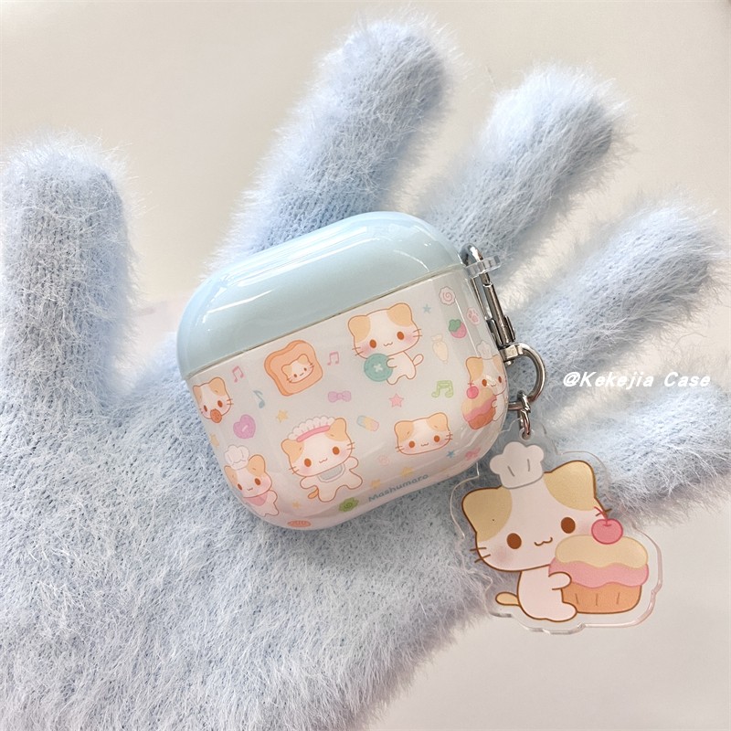日韩少女可爱卡通猫咪苹果耳机壳