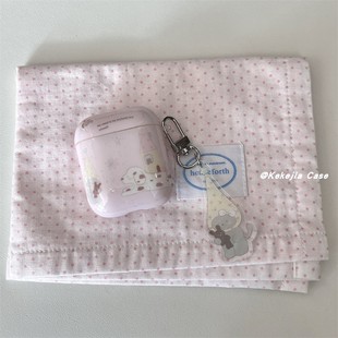 ins日韩少女心可爱粉色斑点小狗适用苹果airpods4代耳机保护套卡通airpodspro2代3代无线蓝牙耳机壳全包软壳
