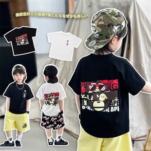 夏季新款潮牌童装男童卡通印花纯棉短袖体恤中大儿童日系休闲上衣