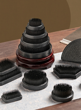 日本进口黑剑山插花器圆形方形黑色剑山插花花器花道底座石崎胜