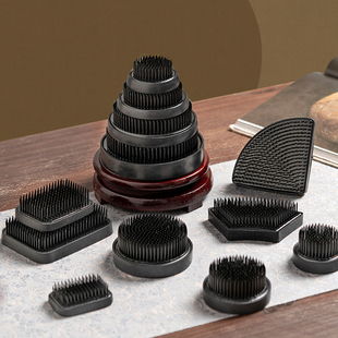 日本进口黑剑山插花器圆形方形黑色剑山插花花器花道底座石崎胜