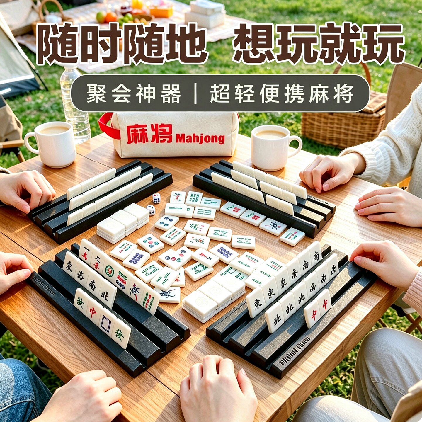 超轻便携麻将牌简易麻雀大号户外旅行露营聚会桌游戏老人益智玩具