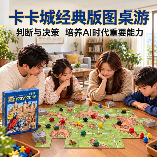 卡卡颂儿童益智玩具亲子桌游逻辑思维训练家庭聚会Carcassonne