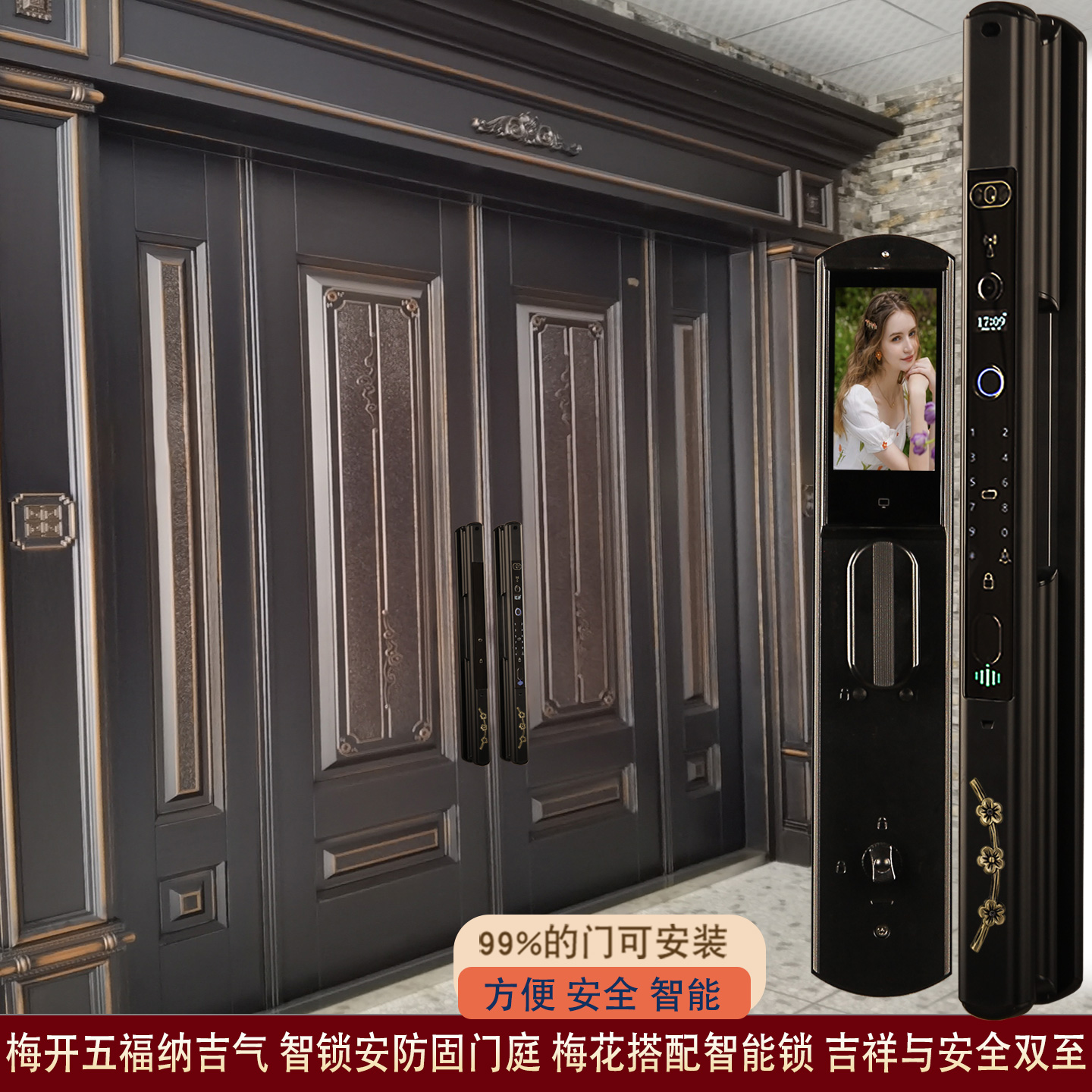 农村自建房别墅双开门智能锁