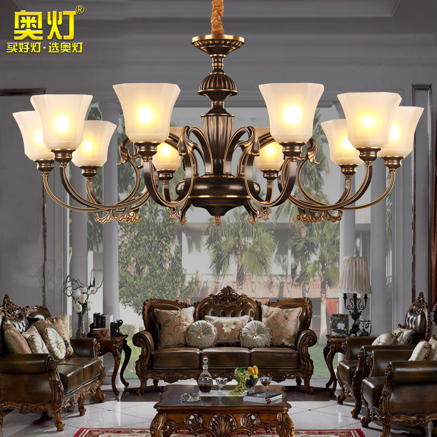 全铜吊灯欧式铜灯黑擦金色复古典