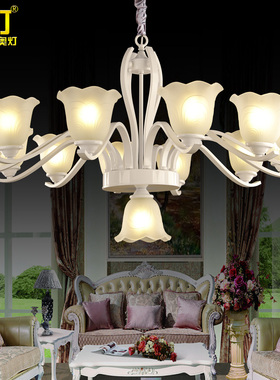 奥灯现代简约白色客厅卧室餐厅欧式中古风吊灯美式田园吊灯具9565