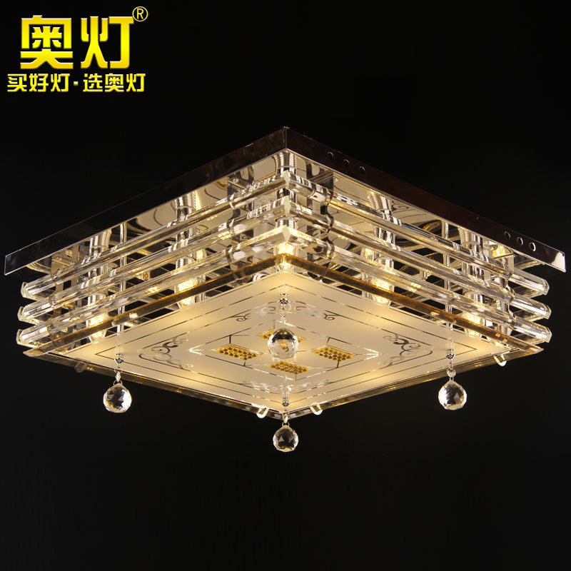 奥灯现代正方形水晶灯卧室吸顶灯简约时尚小客厅餐厅玻璃灯饰7514