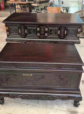 实木古董三面雕花底座定制开关柜门摆件展示设计古兽经典款工艺品