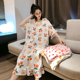 夏季 短袖 纯棉纱加肥加大胖MM睡衣孕妇睡裙 睡裙中长款 可爱樱桃大码