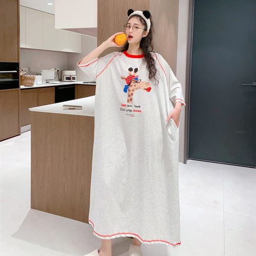 韩版卡通加长款睡裙薄款