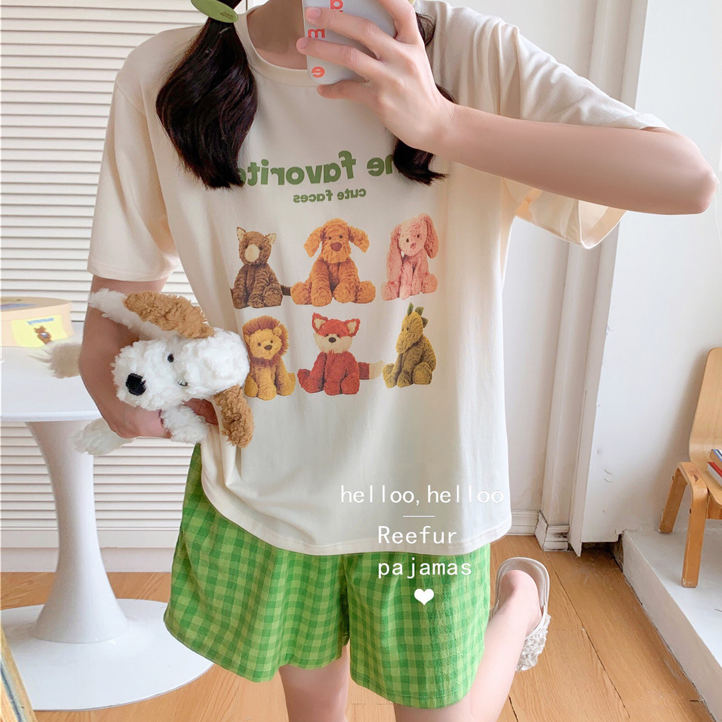 甜美卡通可外穿睡衣女夏季