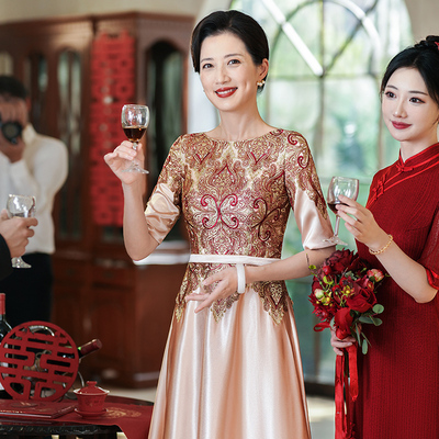 晚礼服裙夏季妈妈喜婆婆高贵