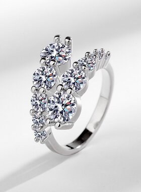 微镶锆石几何开口食指戒