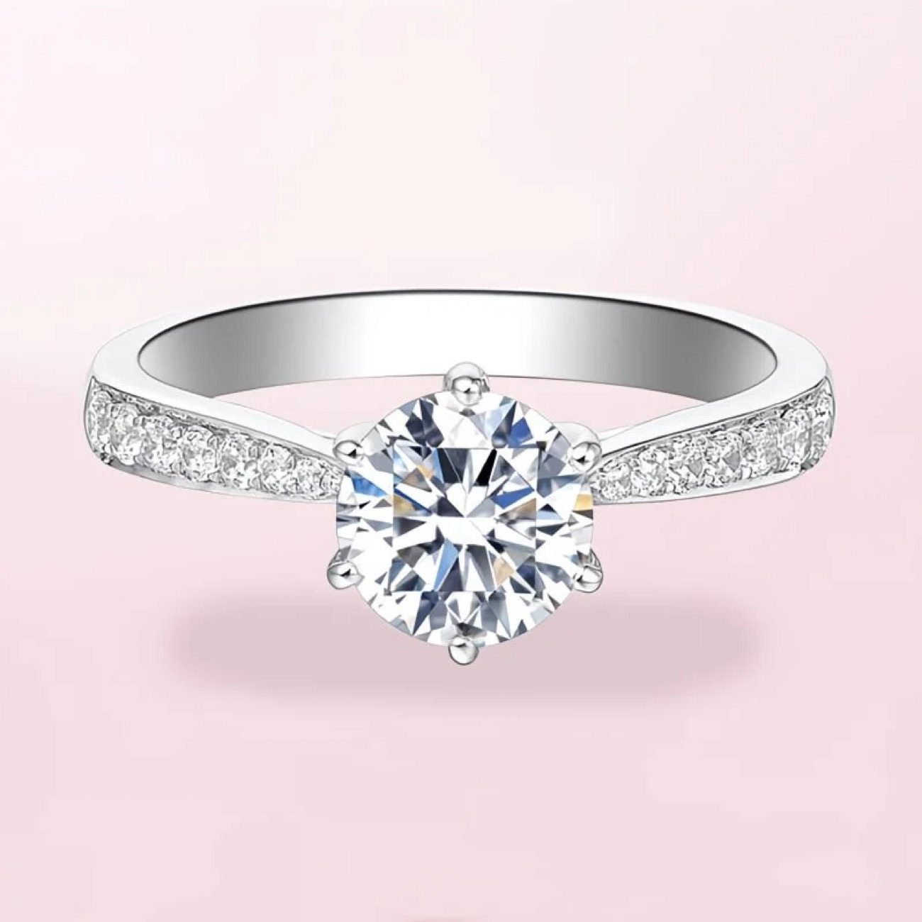 S925银微镶六爪钻戒时尚简约气质高级婚礼轻奢优雅指环,饰品/流行首饰/时尚饰品新,银饰戒指,淘宝优惠券,粉丝福利购,淘宝优惠卷