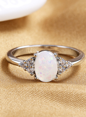 复古小众澳宝戒指简悦蛋形指环女时尚创意首饰品