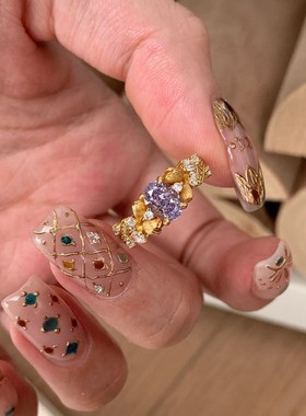 925纯银紫荆花戒指女轻奢小众精致设计指环百搭时尚高级感食指戒