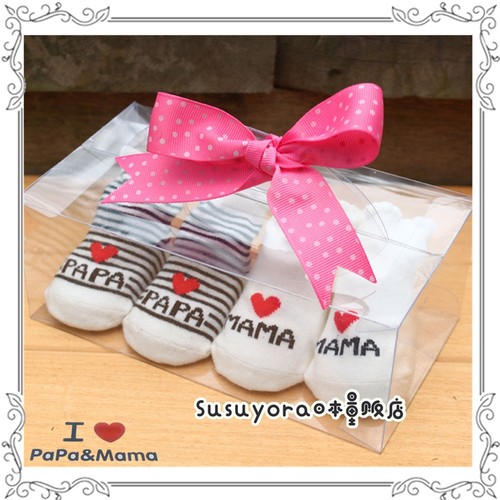 新生儿日本购爸爸妈妈全棉袜子