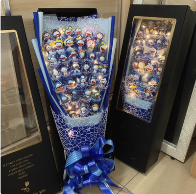 情人节机器猫蓝胖子公仔