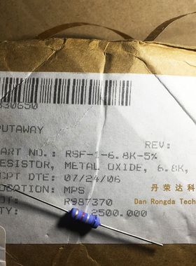 RSF1JT6K80 6.8K欧 1W 5% 4.5*11mm 进口原装AVNET 薄膜色环电阻