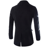 毛呢大衣男士中长款秋冬季英伦休闲拼皮风衣修身外套TY912-p85，男装风衣，星座1607