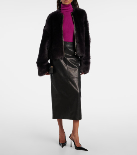 拉链皮毛一体外套保暖夹克黑色 冬季 Nour 2025女士新款