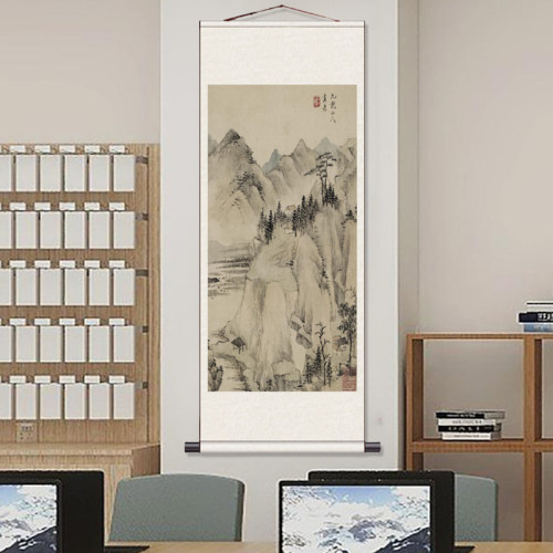 查士杰山水画水墨画丝绸画绢布画