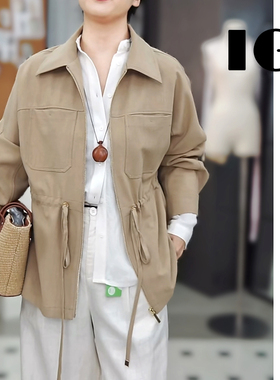 26新款收腰设计显瘦气质小个子短款翻领风衣外套女上衣IG1822