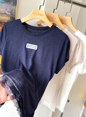 CARANGI品牌-2025夏季短袖静奢风T恤百搭轻奢天丝亚麻上衣IG8056