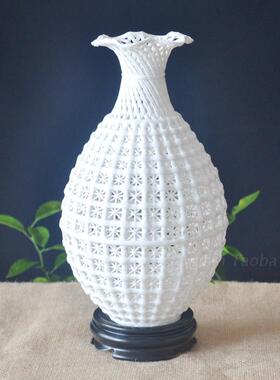 手工编织玉壶春桌面装饰德化白瓷