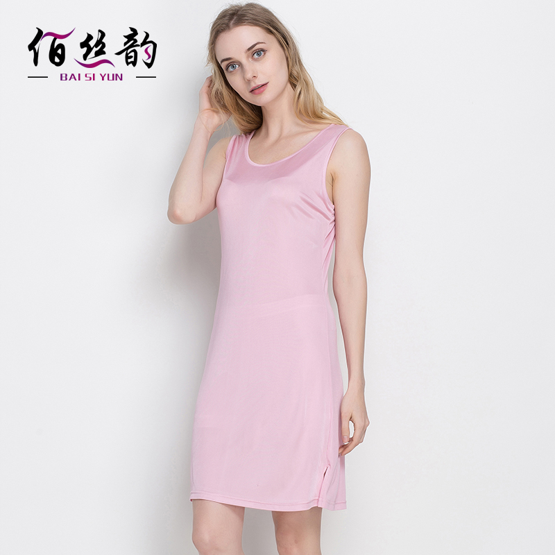 针织女桑蚕丝透气背心家居服睡裙