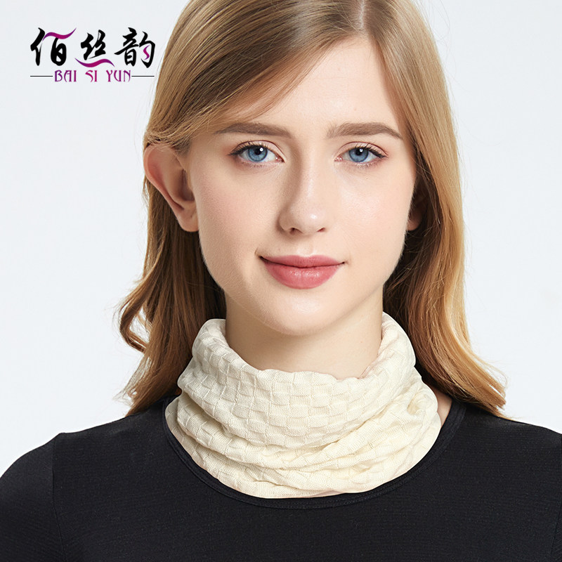 新款真丝羊绒围巾脖套男女薄款保暖护颈百搭假领子秋冬季套头围脖