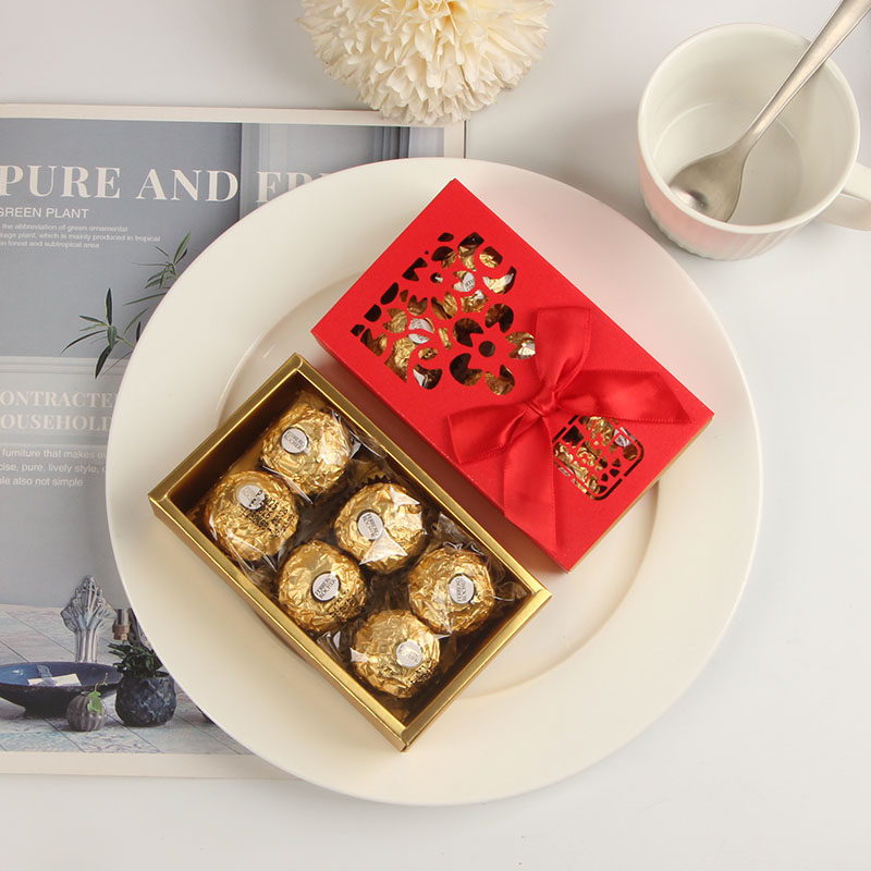 结婚喜糖盒子中式镂空6粒装空盒送同事伴手礼内搭礼盒桌糖