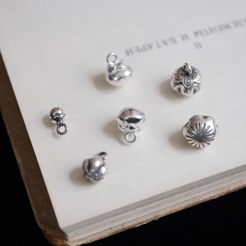 妖家 泰国手工银 果实柿子吊坠纯银DIY配件 SW02