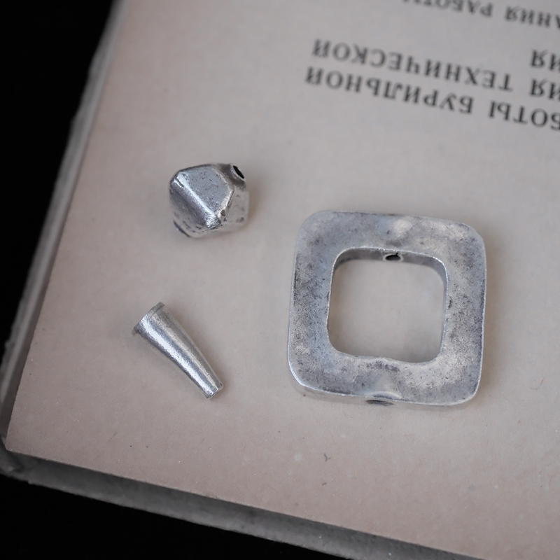 妖家 手工银饰 纯银圆锥形 方形隔珠 泰国进口DIY配件 GH06