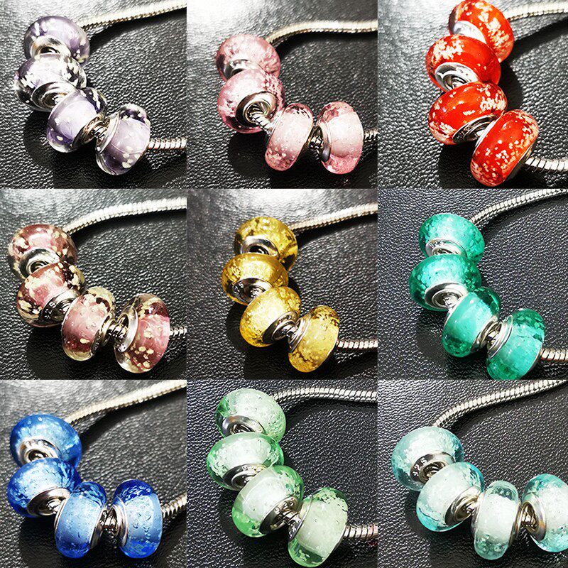 手工DIY饰品配件夜光彩色琉璃手工大孔珠手链项链穿珠散珠大量现