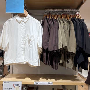 薄外套通勤25新款 优品女装 衬衣空调衫 宽松短衬衫 上衣R479096 短袖