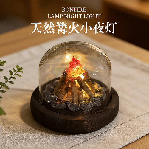 儿童节diy篝火小夜灯树枝火焰氛围灯材料包送男友礼物团建活动