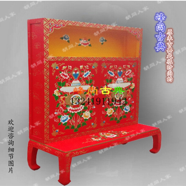 厂价直销实木手工彩绘经桌 藏经柜 书柜 置物架 陈列柜佛龛可定制