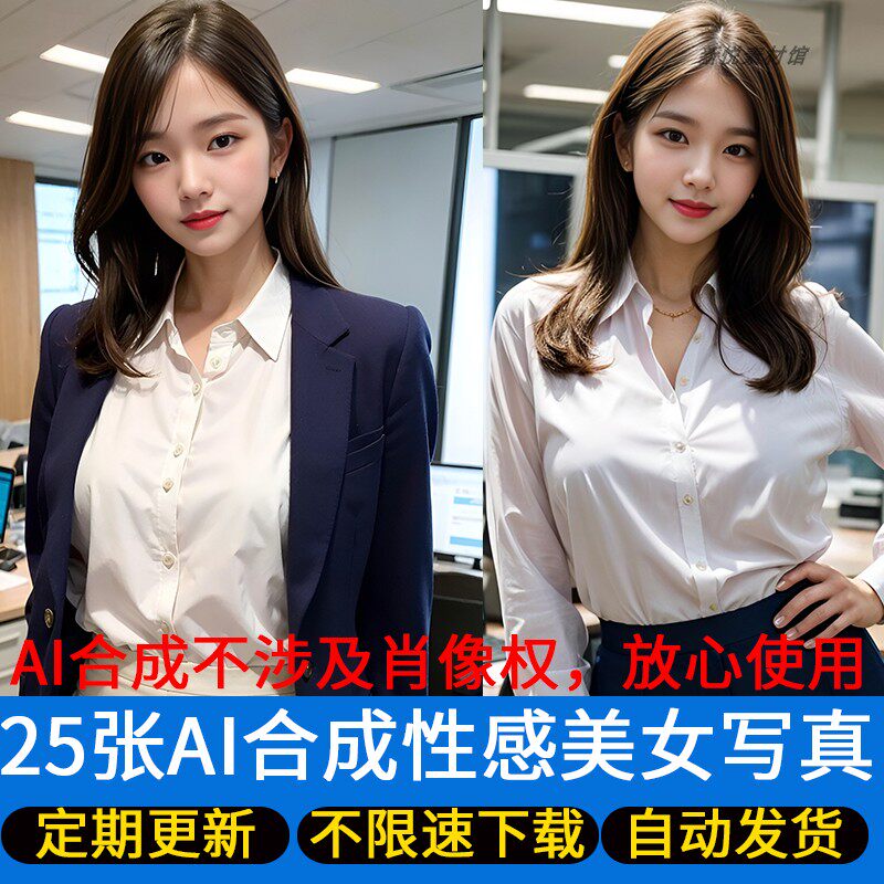 25张AI合成办公室蓝白领职业正装清纯可爱AI美女壁纸素材影楼写真怎么样,好用不?