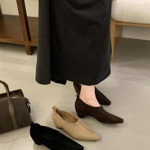 内增高覆古气质不累脚方头毛毛加绒单鞋女鞋秋冬款配裙子玛丽珍鞋