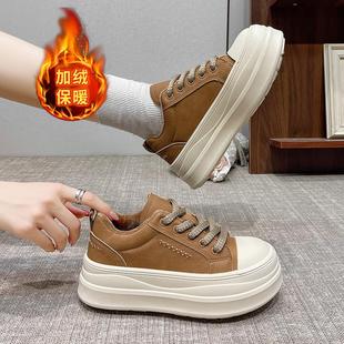 女鞋丑萌面包鞋2025年秋季爆款小白鞋增高厚底百搭休闲运动板鞋女