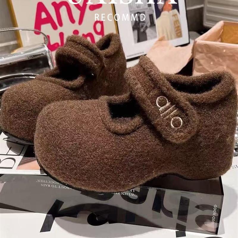 厚底内增高玛丽珍毛毛鞋外穿勃肯鞋女2025新款冬季加绒雪地靴棉鞋