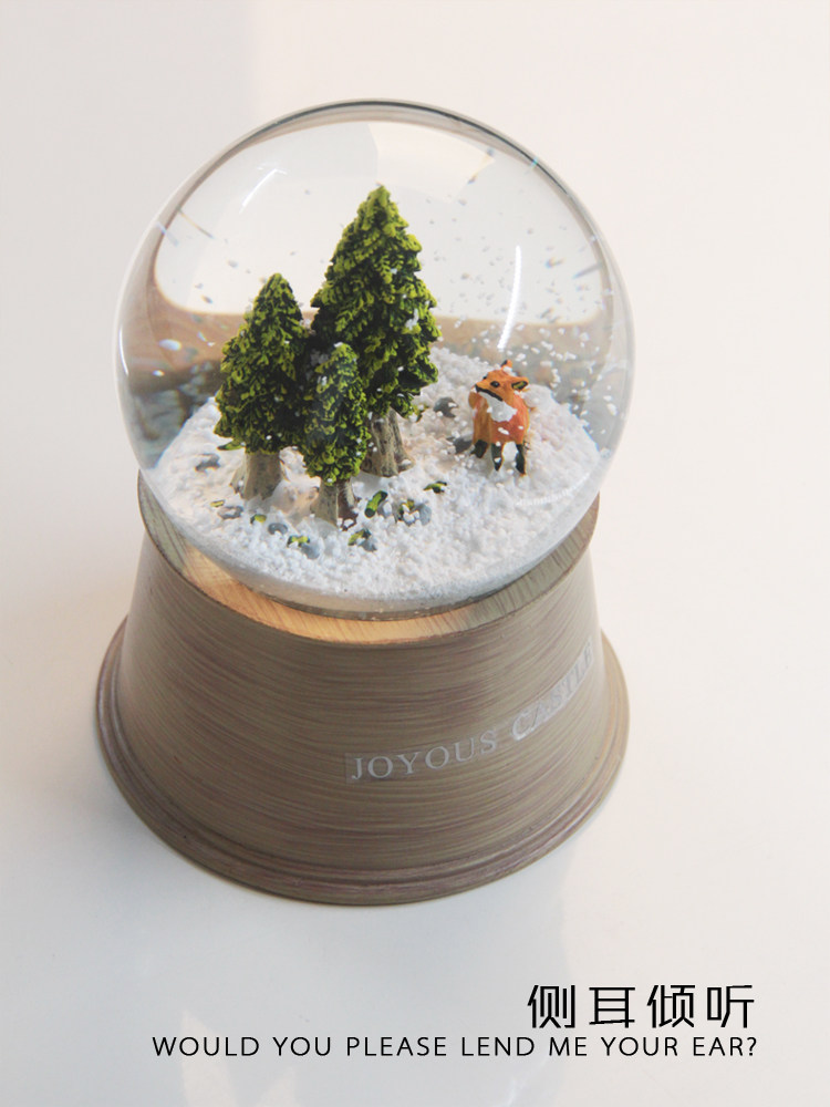 어린 왕자 작은 여우 나무 가을 수정 구슬 오르골 뮤직 박스 떨어지는 눈송이 소녀를위한 생일 선물