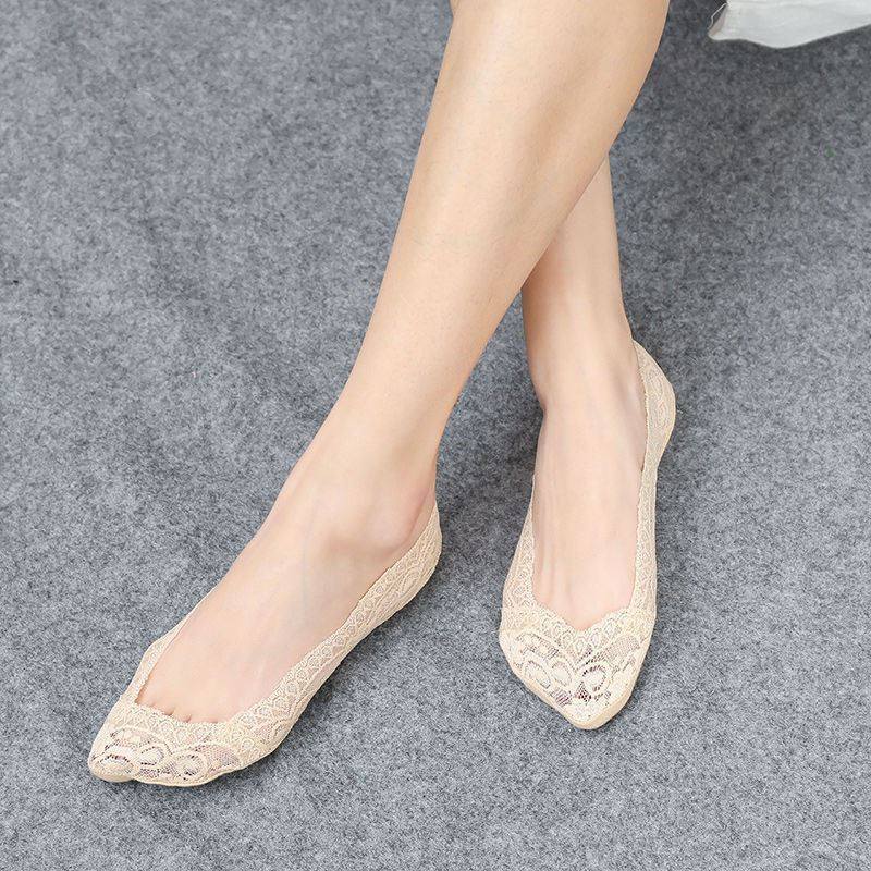 【3-5双】蕾丝花边隐形船袜女纯棉底防滑浅口短袜夏天薄款袜子女,女士内衣/男士内衣/家居服,船袜,淘宝优惠券,粉丝福利购,淘宝优惠卷