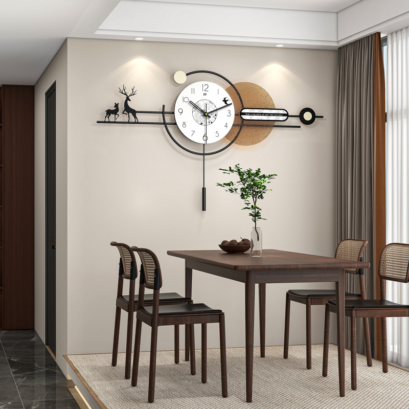 中古风钟表客厅高级感现代简约家用餐厅时钟表挂墙免打孔装饰挂表