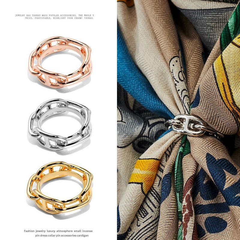 爱H仕丝巾扣高档围巾扣两用百搭扣环真丝大号方巾夹奢华披肩配饰