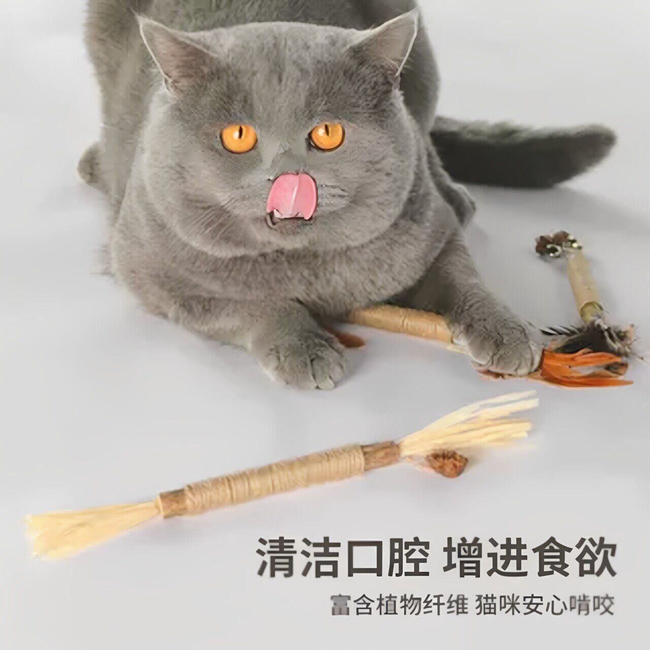 宠物玩具虫瘦果逗猫棒天然植物纤维手工制作清洁口腔增进食欲玩具